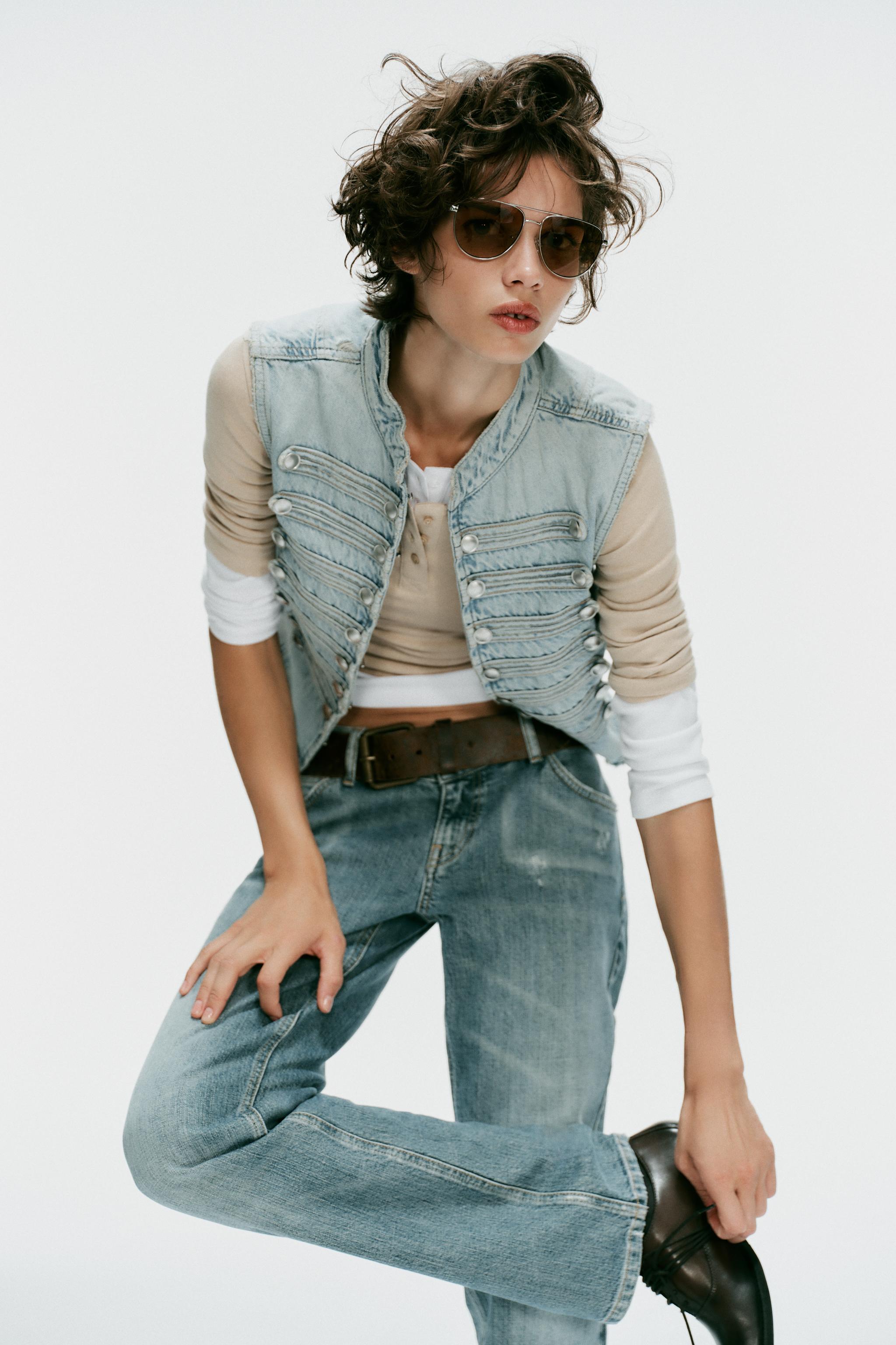 TRF DENIM BUTTON VEST
