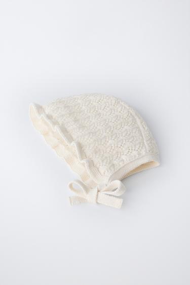 COTTON AND SILK OPENWORK BONNET - Ecru by Zara - Image 2