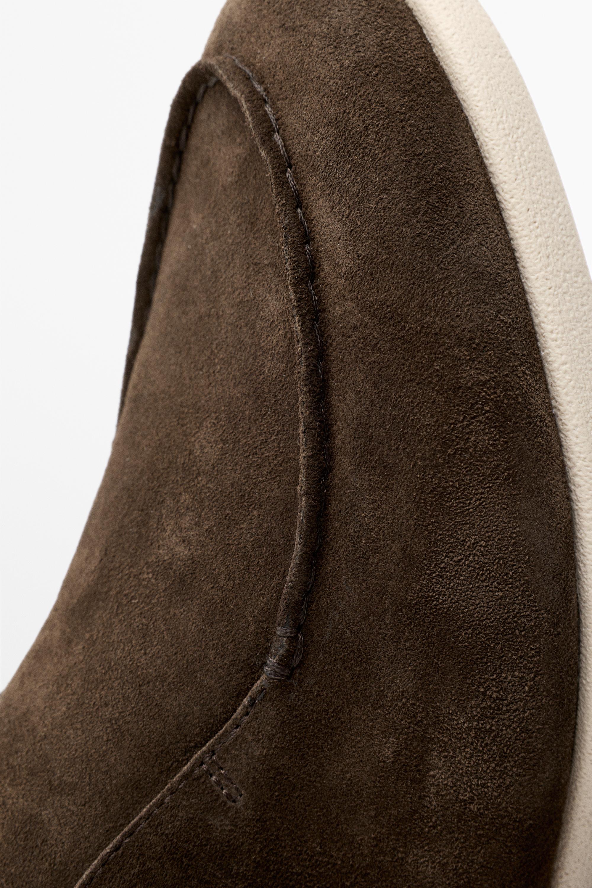 Split suede leather ankle loafer