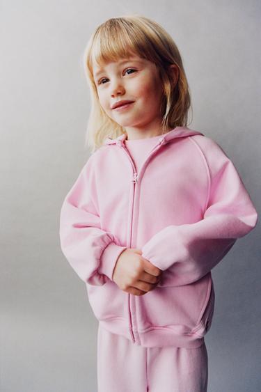SUDADERA CREMALLERA BÁSICA BORDADO - Rosa pastel de Zara