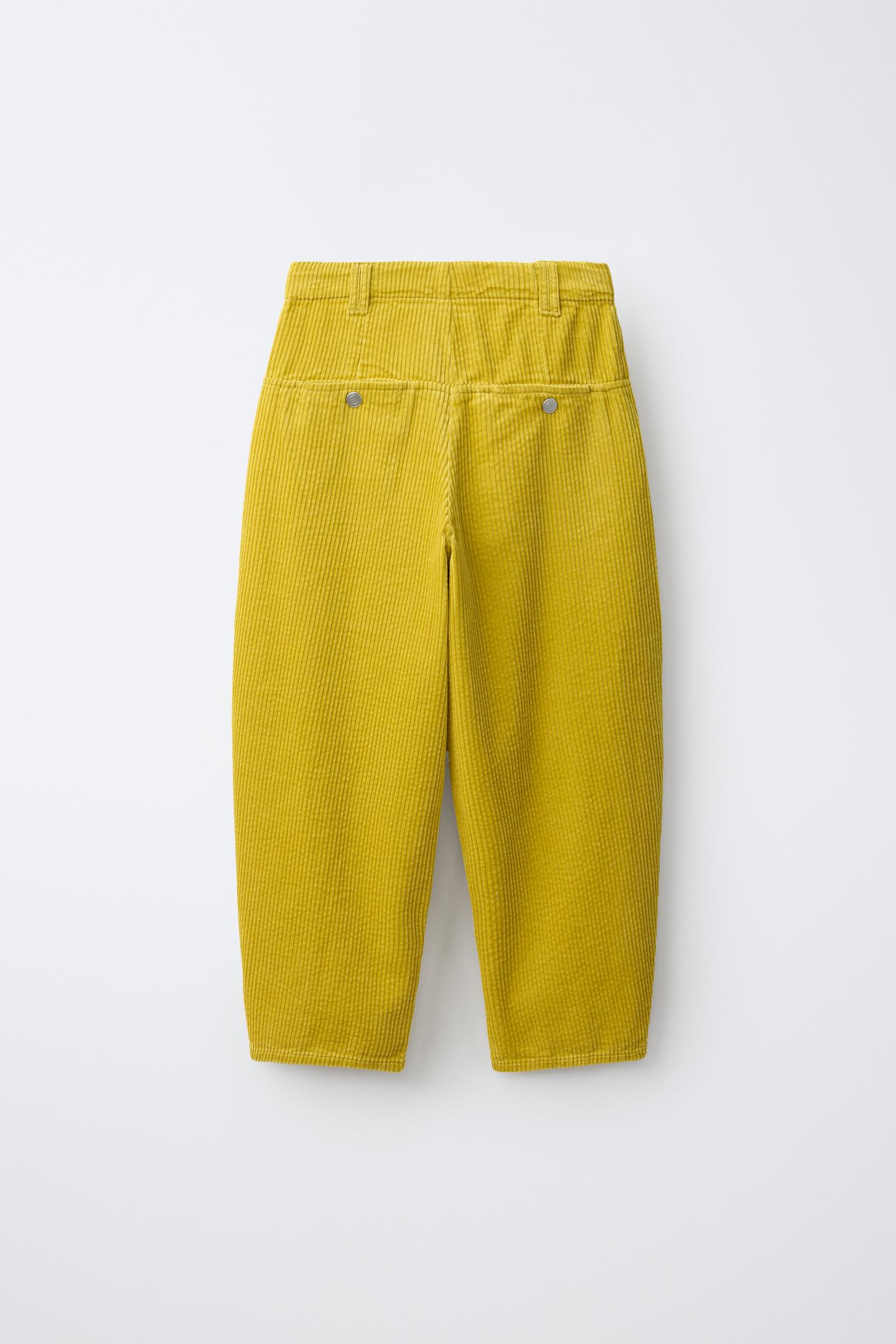 Детские брюки Zara Corduroy Barrel, цвет: Оливковый зелёный — фото 2