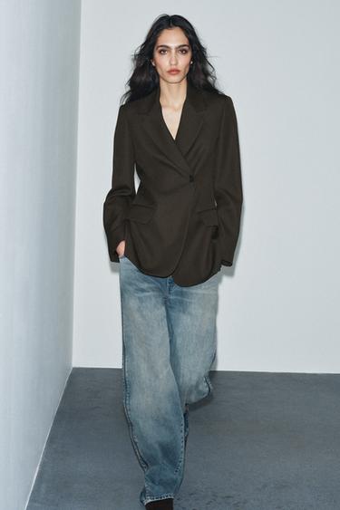 ZW COLLECTION MID-WAIST JEANS WITH ZIPS LIMITED EDITION - Blue by Zara