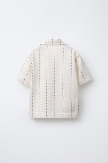 CHEMISE RUSTIQUE BRODERIE RAYURES - Écru de Zara - Image 1