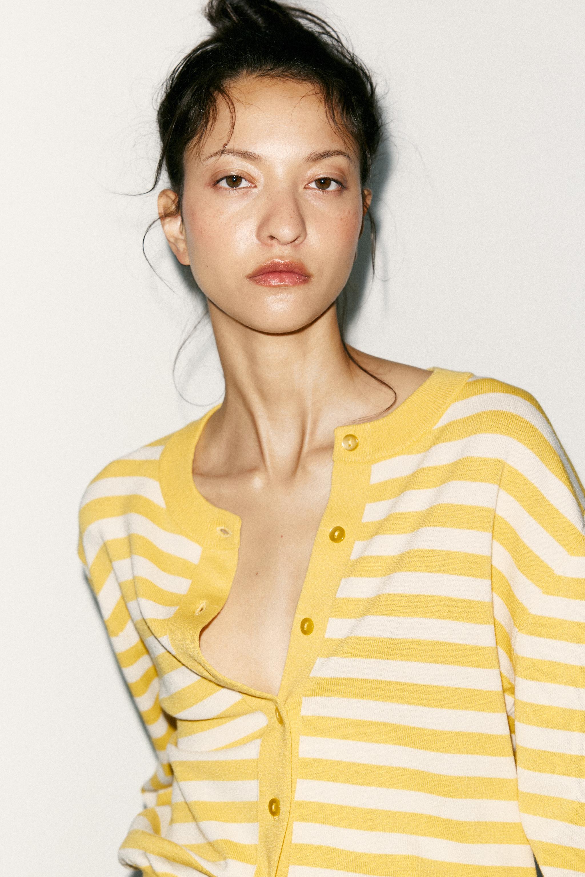 STRIPED KNIT JACKET - Ecru / Green | ZARA United States STRIPED KNIT JACKET - Ecru / Green | ZARA United States