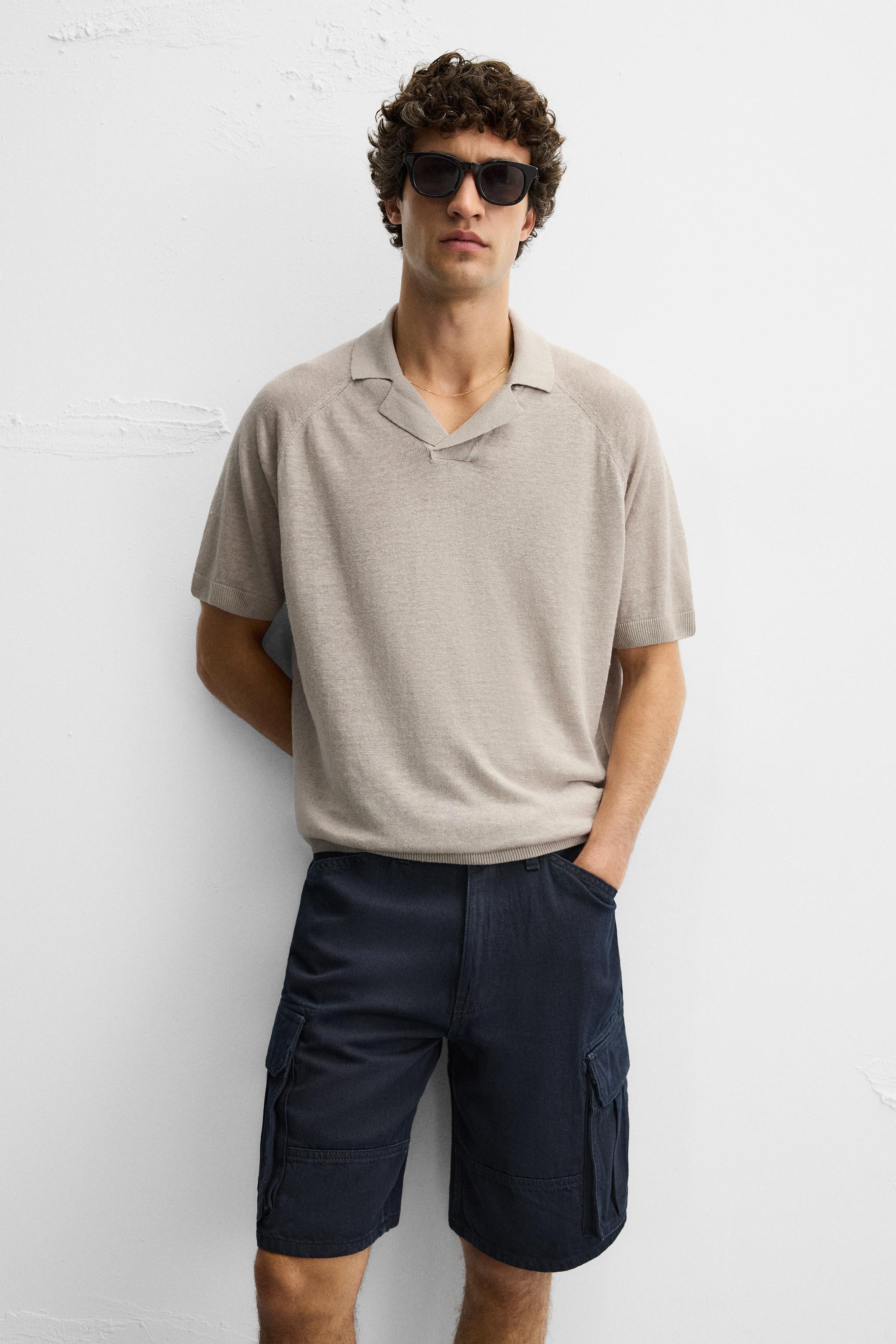 【ZARA】リネンニットポロシャツ 6674/440/711 リネンニットポロシャツ - サンド | ZARA Japan / 日本