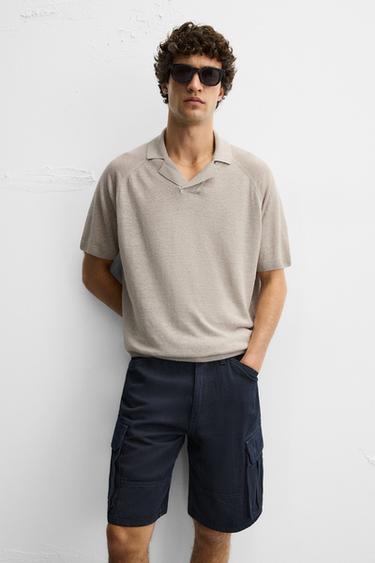 LINEN KNIT POLO SHIRT - Sand by Zara - Image 4