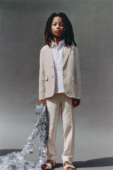 BLAZER TRAJE ALGODÓN LINO - Beige claro de Zara