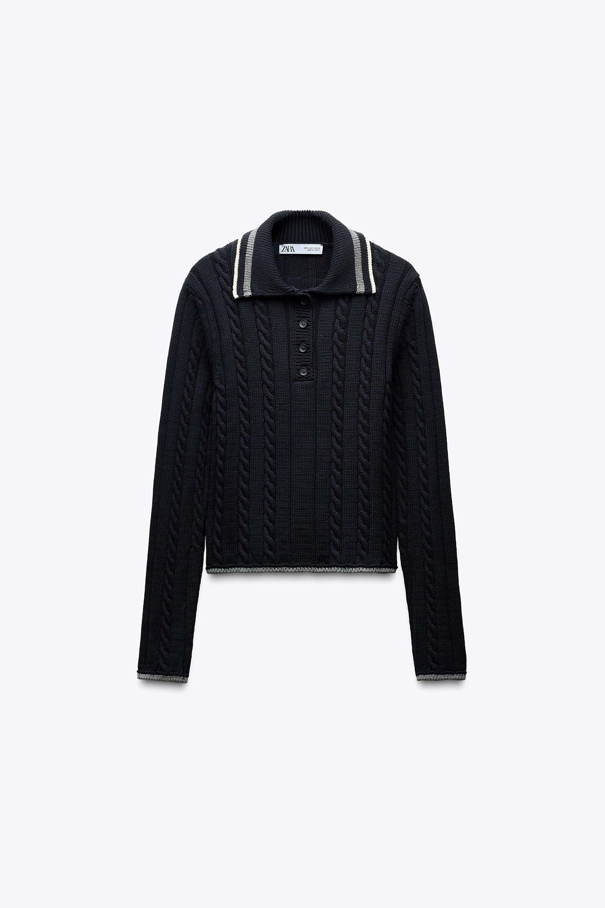 パイピングニットポロセーター - マリンブルー | ZARA Japan / 日本