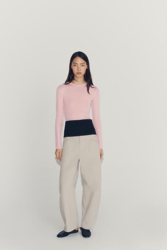 SEMI-SHEER KNIT TOP - Pink by Zara - Image 0