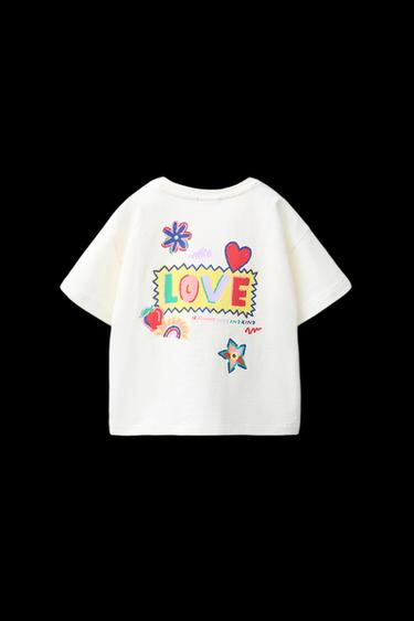 T-SHIRT MIT SCHRIFTZUG - Weiß von Zara