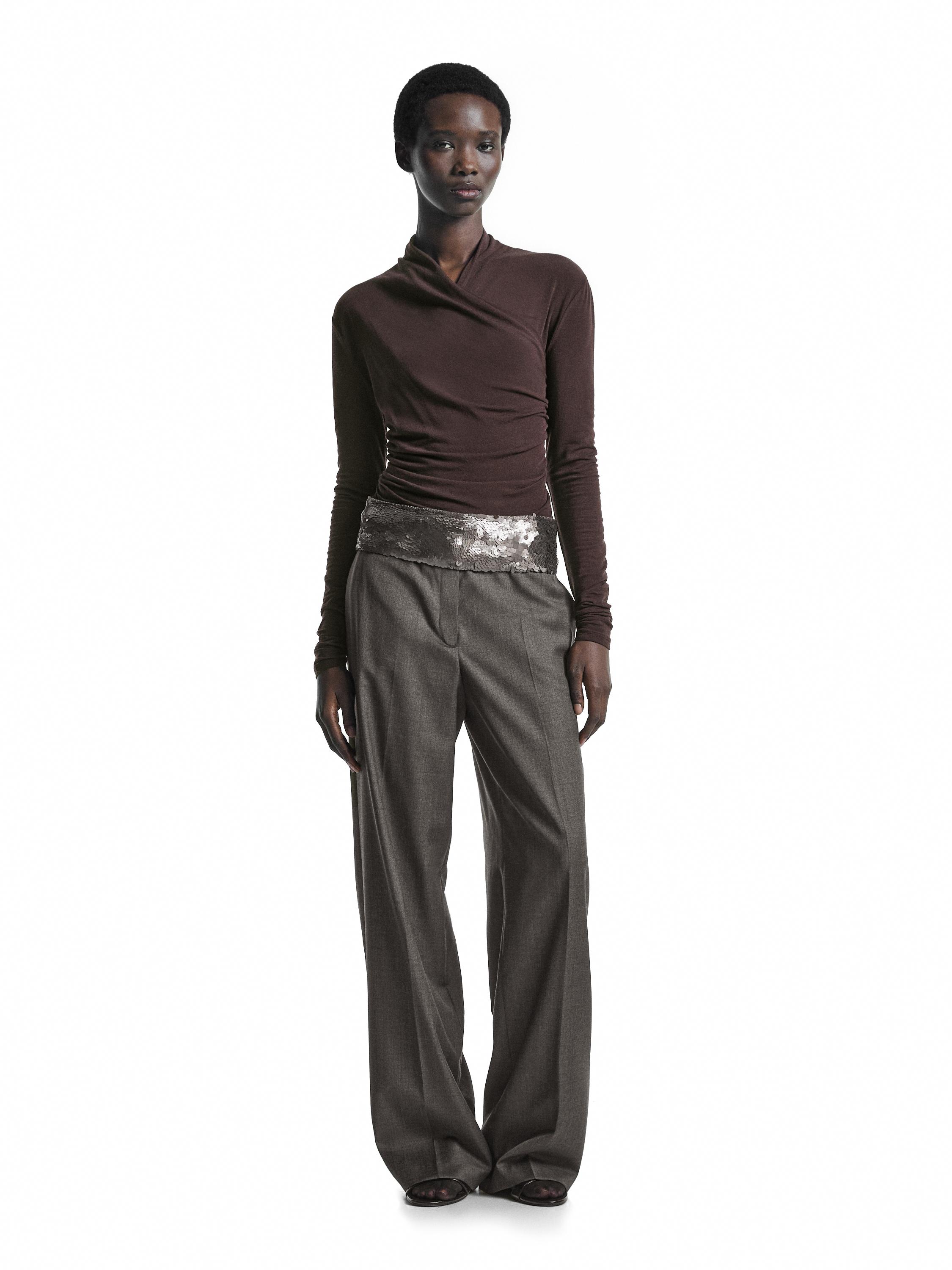 Draped long sleeve T-shirt