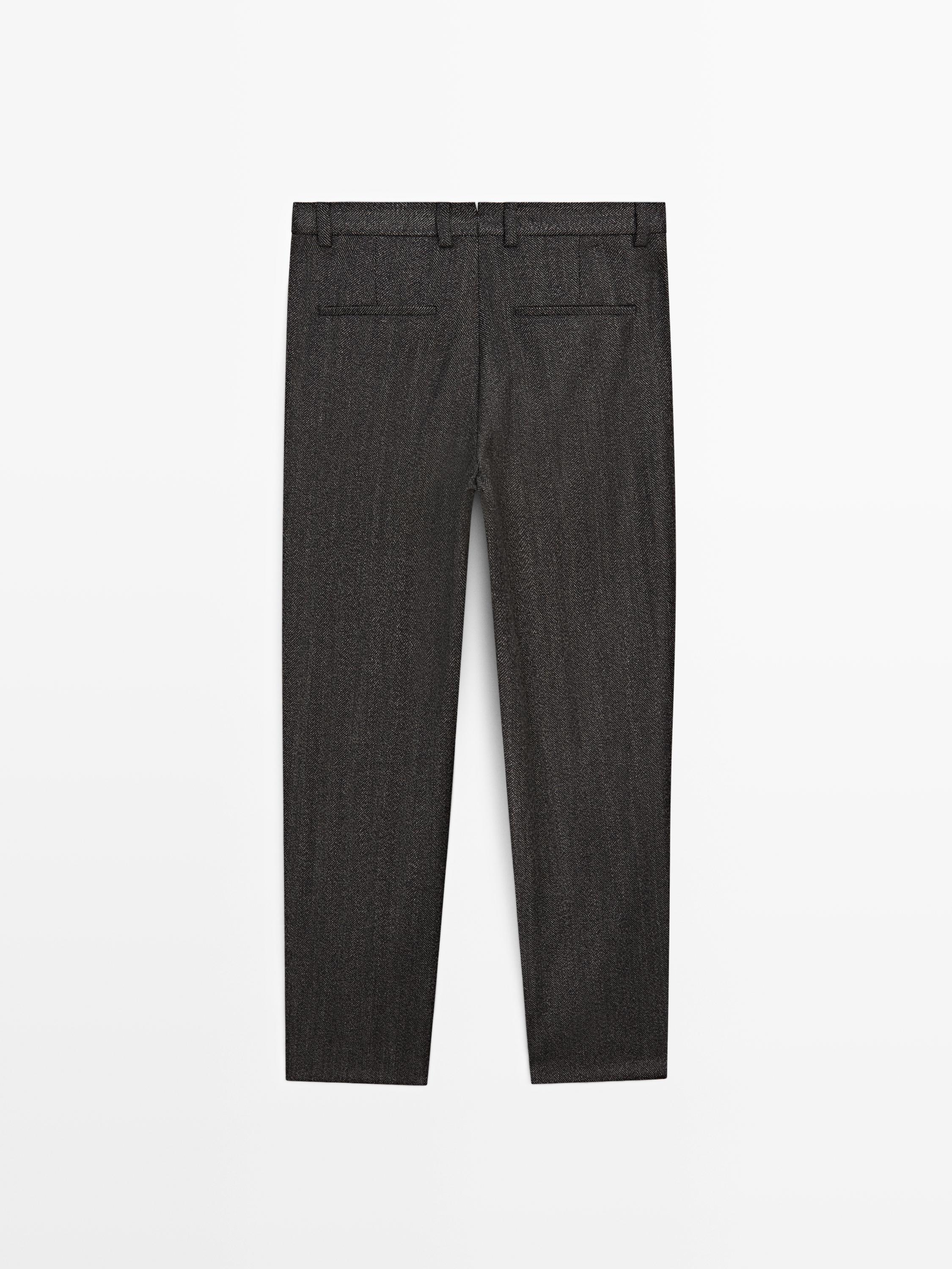 Herringbone wool blend trousers - LIMITED
