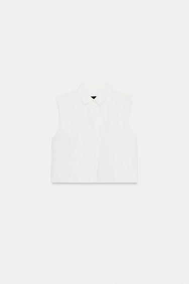 TOP POPELÍN VOLUMEN ESPALDA - Blanco de Zara - Imagen 0