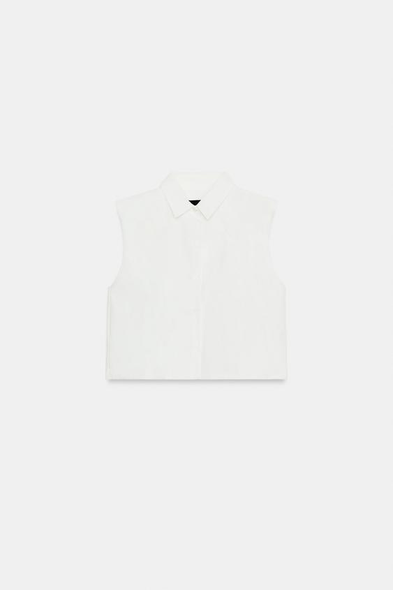 TOP POPELÍN VOLUMEN ESPALDA - Blanco de Zara - Imagen 0