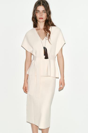 Zara KNIT BELT VEST - Ecru