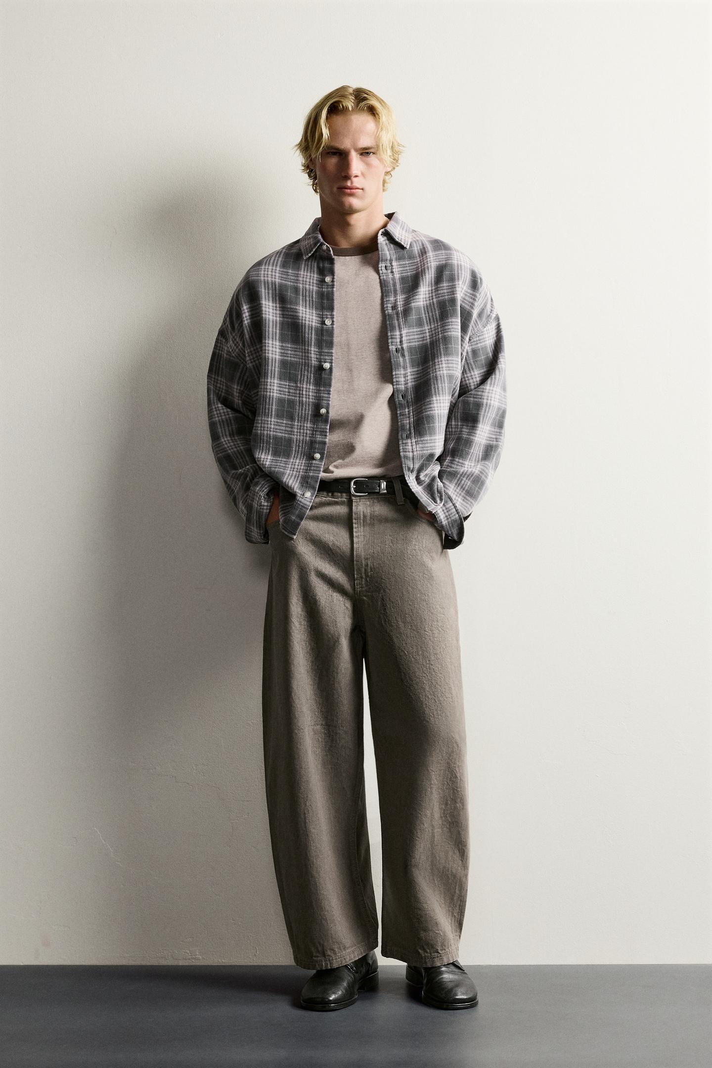 Мужские брюки Zara Wide Fit, цвет: Хаки