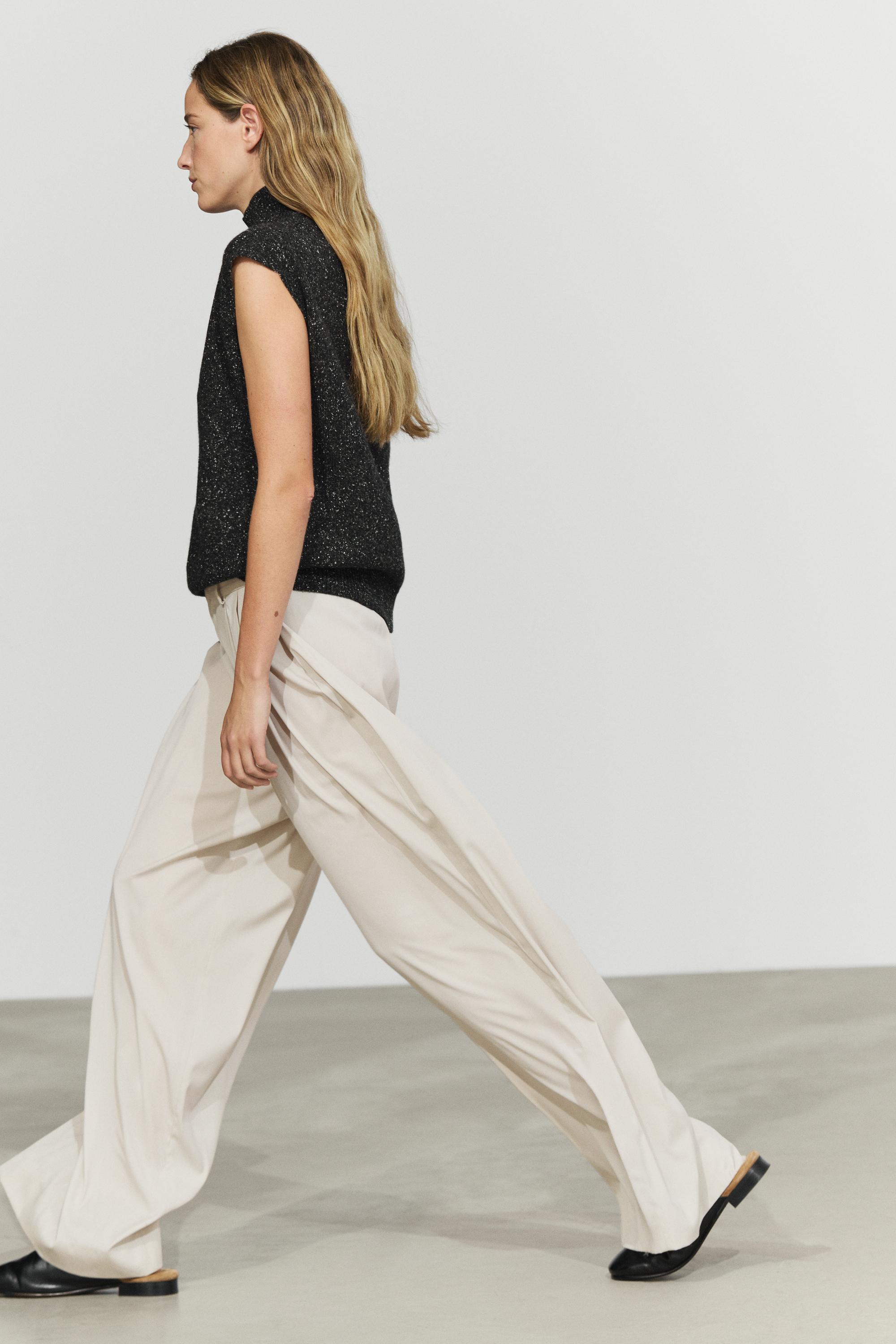 Wool-silk blend knit turtleneck vest