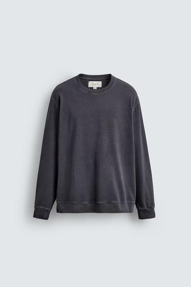 SOFT CREW NECK FADED SWEATSHIRT - Faded blue by Zara - Image 0