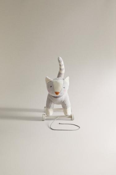 Zara CHILDREN'S SOFT TOY CAT WITH WHEELS - 灰色 - 圖片 0