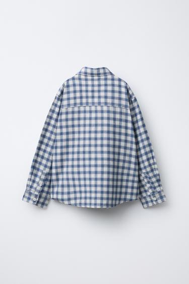 CHEMISE À CARREAUX - Bleu de Zara - Image 1