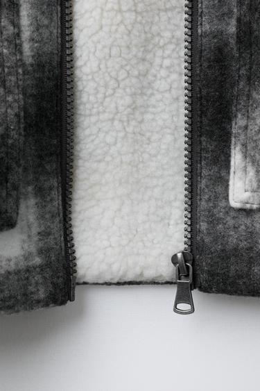 MANTEAU EFFET MOUTON À CARREAUX - Écru / Noir de Zara - Image 6