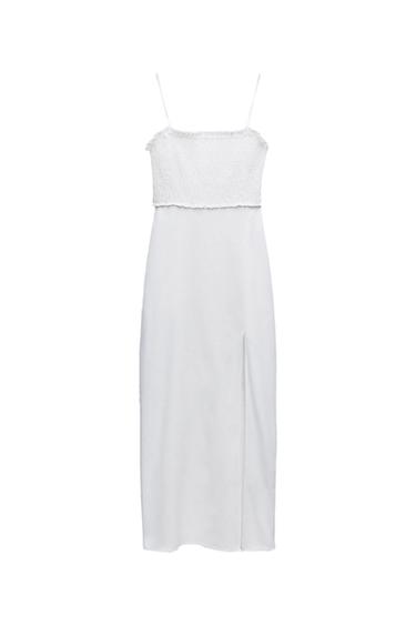 VESTIDO MIDI CON LINO