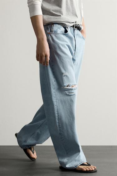 JEANS BARREL FIT ROTOS - Azul claro de Zara