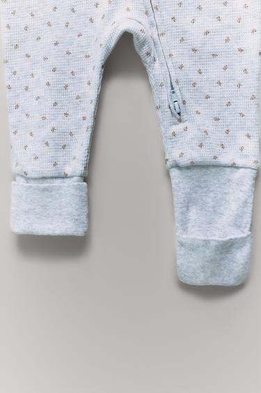 TWO-PACK OF FLORAL AND STRIPED FULL SLEEPSUITS WITH CONVERTIBLE FEET - camel by Zara