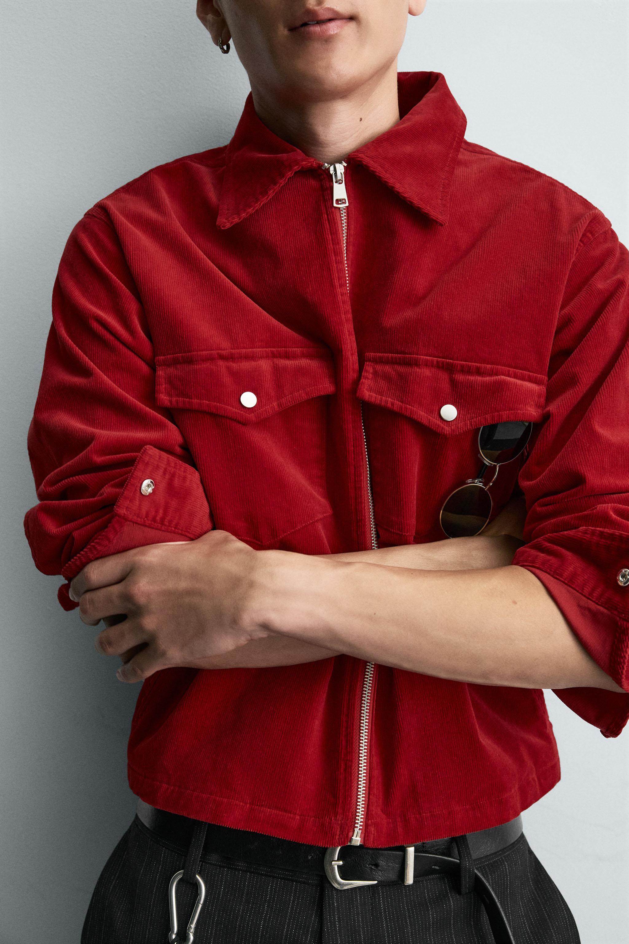 ZARA ボクシーフィット コーデュロイシャツジャケット ボクシーフィット コーデュロイ シャツジャケット - レッド | ZARA