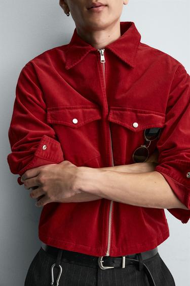 BOXY FIT CORDUROY OVERSHIRT - Red by Zara - Image 4