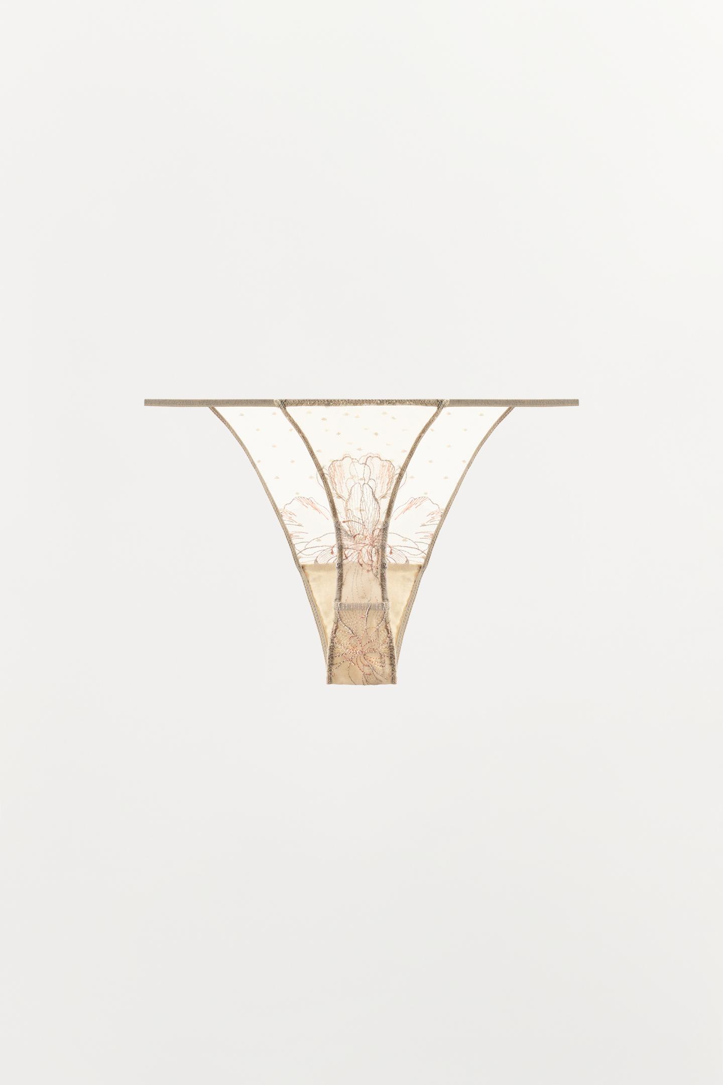 Трусы-стринги, кружево — Zara, цвет: Розовый / Белый — фото 6
