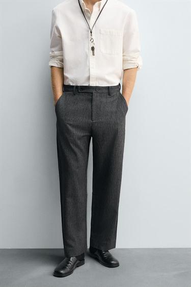 PANTALON CARROT FIT STRUCTURÉ - Gris / Bleu de Zara - Image 1