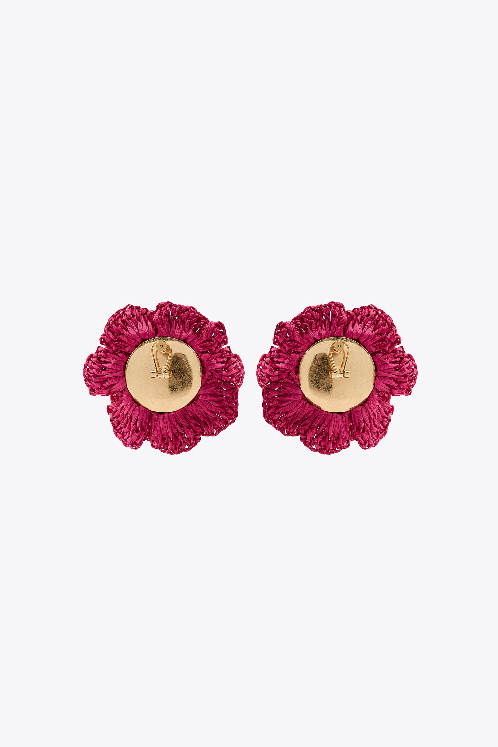 RAFFIA FLOWER SPARKLE EARRINGS - Fuchsia | ZARA United States
