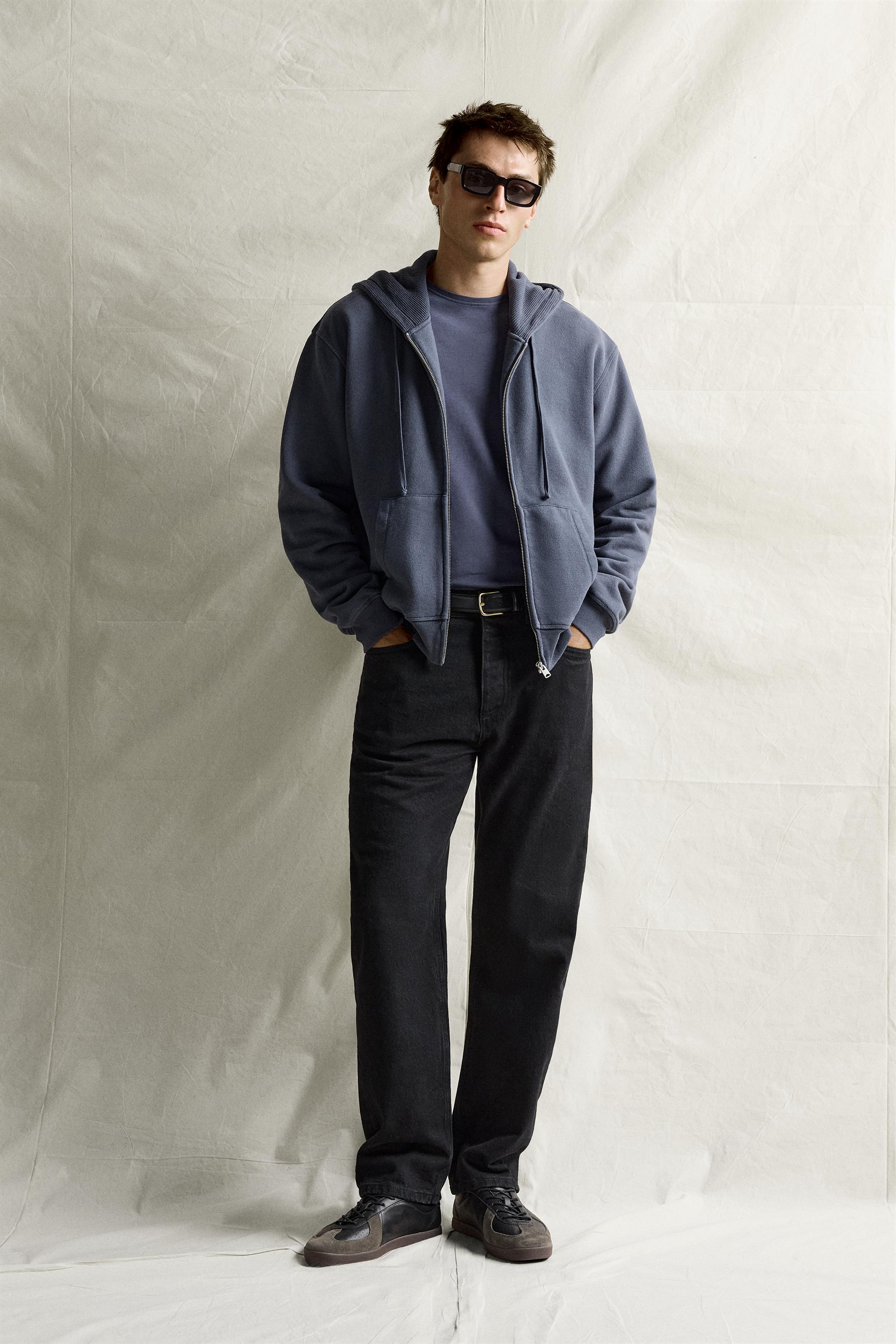 WASHED ZIP HOODIE - Light indigo | ZARA Turkey