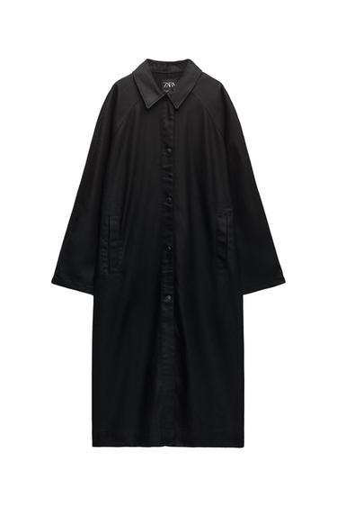 TRF OVERSIZE DENIM COATED TRENCH COAT