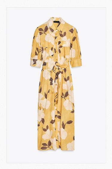 VESTIDO CAMISERO ESTAMPADO ZW COLLECTION - Amarillo de Zara