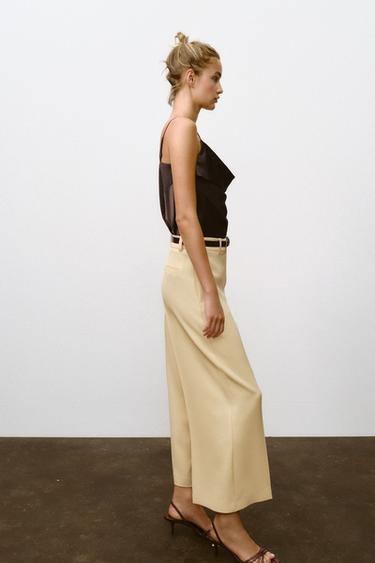 CULOTTE TROUSERS WITH BELT - Yellow by Zara - Image 4