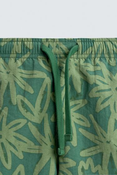 LONG FLORAL SWIMMING TRUNKS - Green by Zara - Image 7