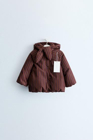 ZARA TIMELESS - STRIPED COAT WITH DETACHABLE HOOD - Caramel by Zara