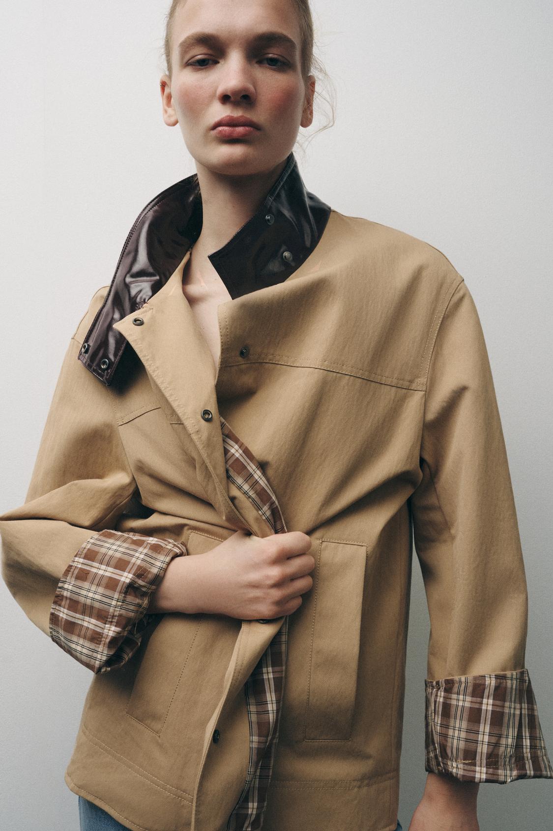 CONTRAST COLLAR JACKET ZW COLLECTION