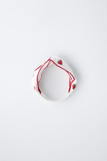EMBROIDERED STRAWBERRY HEADBAND - White by Zara