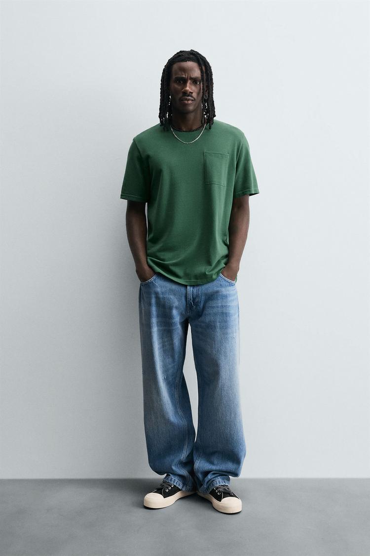 CAMISETA ESTRUCTURA BOLSILLO Verde ZARA Chile - Main Image