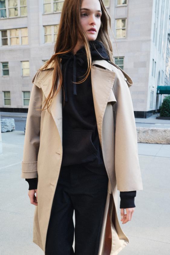 ZARA 新品 ウォーター レペレント トレンチコート コート ロングコート ほ 