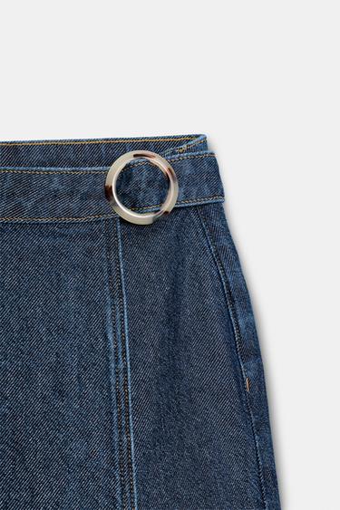 FALDA PANTALÓN Z1975 CRUZADA DENIM HEBILLA - Azul de Zara