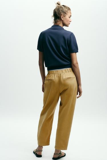 JOGGER TROUSERS WITH BUTTONED HEMS - Mustard by Zara - Image 5