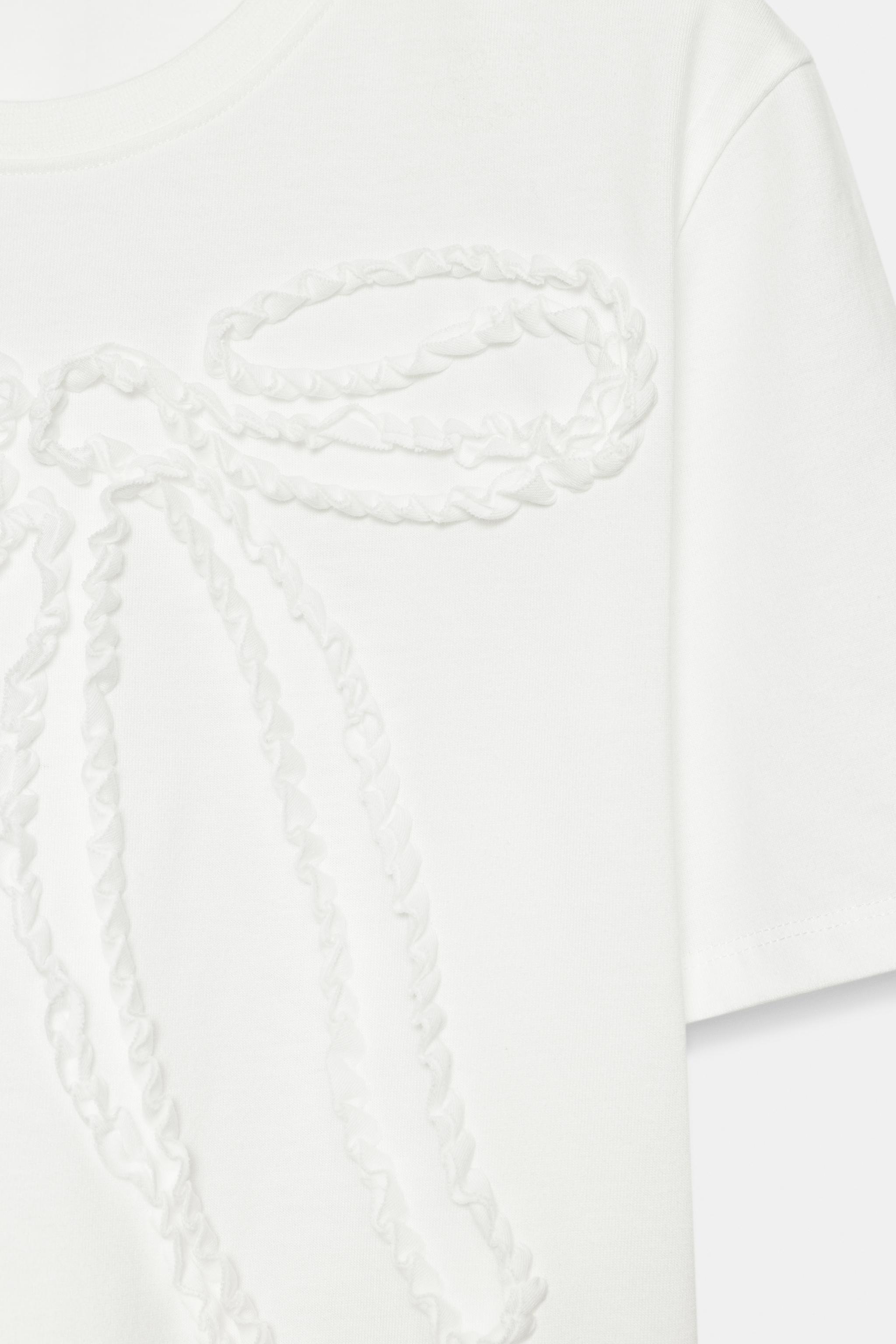 Zara EMBOSSED BOW T-SHIRT — фото 8