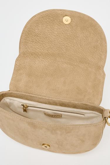 LEATHER DOUBLE STRAP CROSSBODY BAG - SAND/BROWN by Zara - Image 4