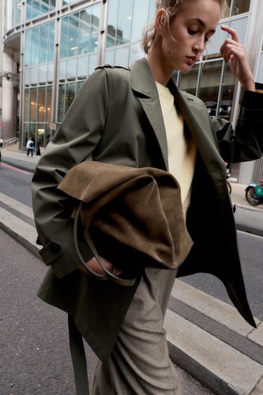 Zara WATER REPELLENT WINDPROOF DOUBLE-BREASTED TRENCH COAT - Khaki