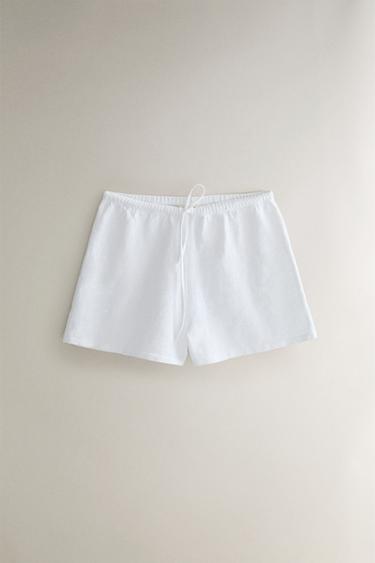 Zara PAMUČNI ŠORTS – Bela – Slika 0