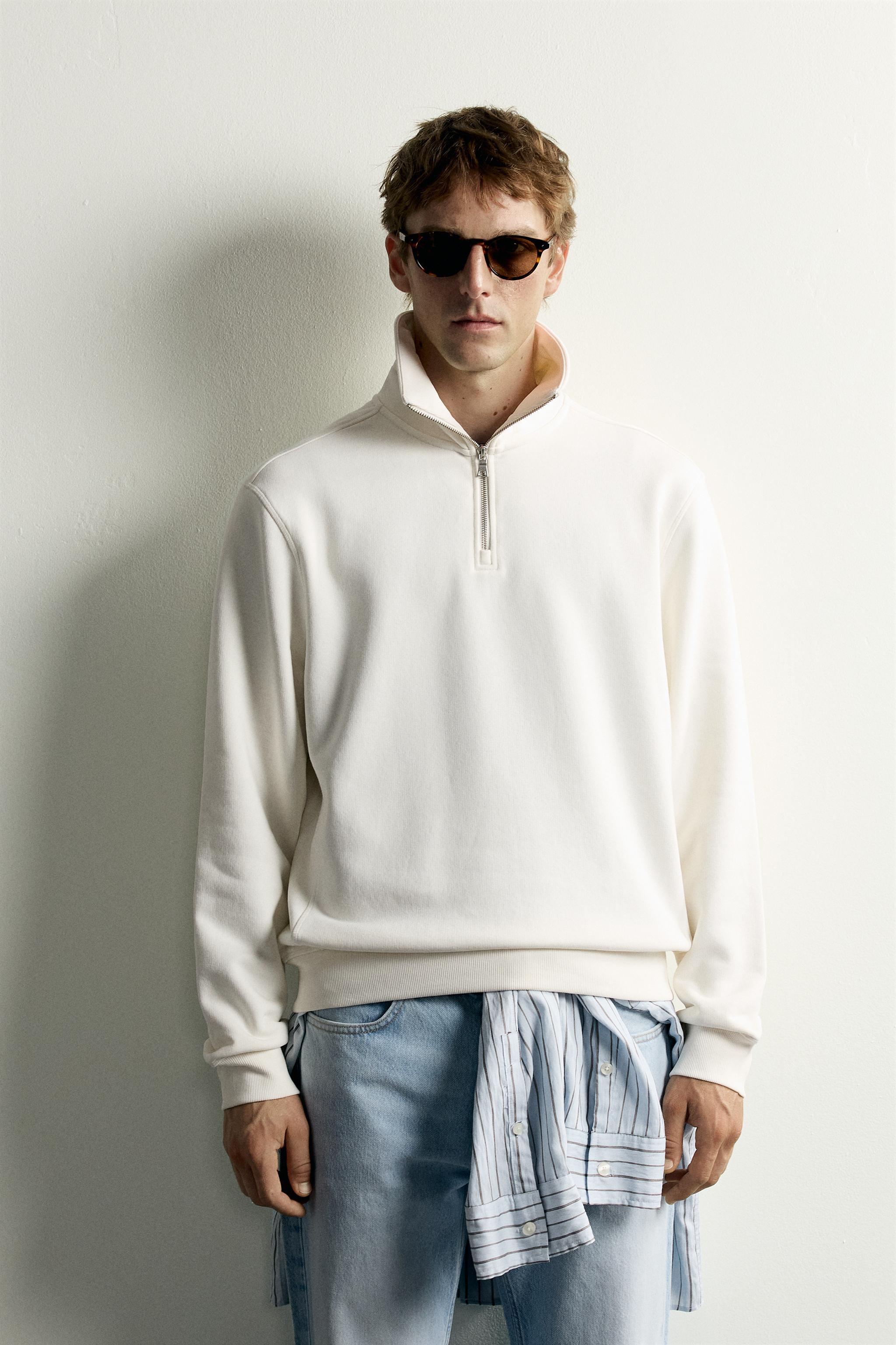 Zara FERMUARLI DİK YAKA REGULAR FIT SWEATSHIRT